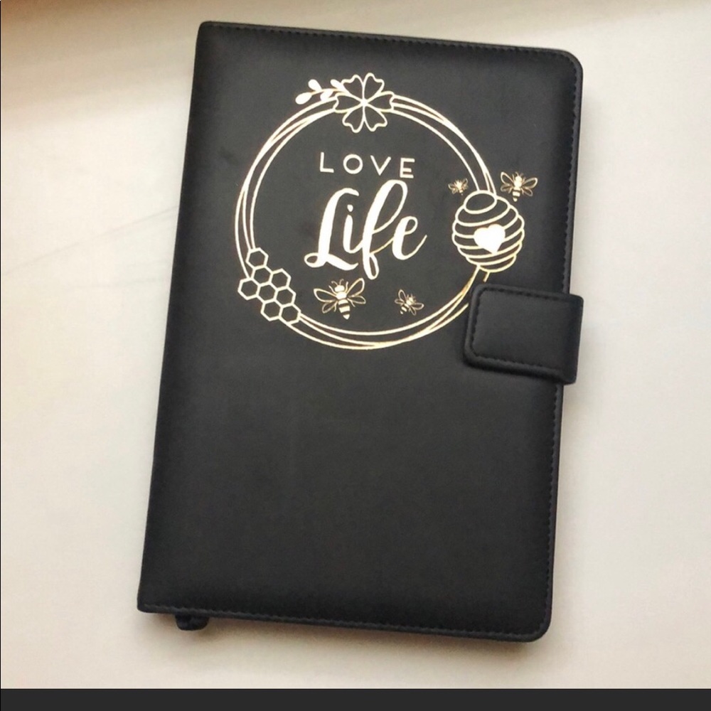 New Black Love Life Blank Lined Page Journal Book With Magnetic Closure